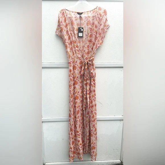 NEW Lucky Brand Maxi Dress Women XL Floral 100% Cotton Wrap Dress Cottagecore - Picture 9 of 13
